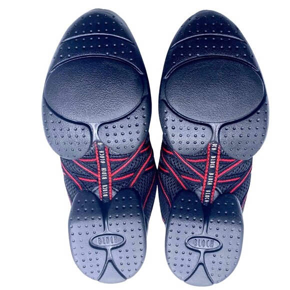Bloch Split Sole Mesh Criss Cross Red Black Hip Hop Dance Sneakers Non Mark Comp - Picture 8 of 13